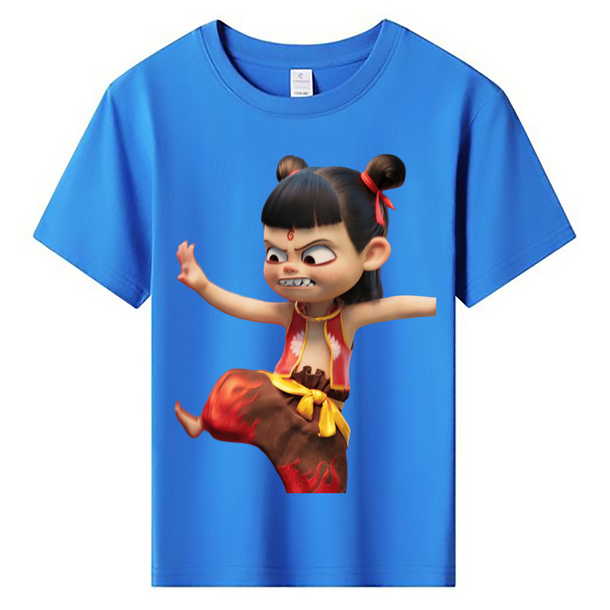 （画像用） Ne Zha 2 ナタ 魔童の大暴れ 綿100％キッズTシャツ（フロントプリント）
